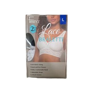 Felina Ladie's  Lace Bralette, 2 Pack, Black/white,  L